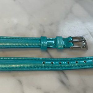 Michele 12mm Watchband Teal Blue shiny patent leather